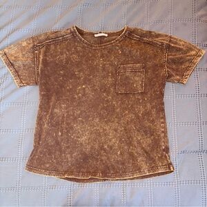 Zenana Acid Wash shirt - Brown